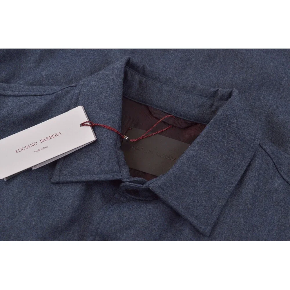 Luciano Barbera NWT Outerwear Over Shirt Sz 48 S US Blue Flannel Wool Insulated